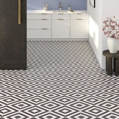 Faus Retro Black & White Pattern S185210 8mm Laminate Flooring