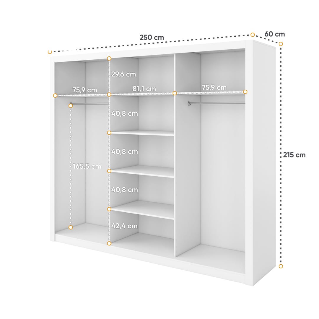 Liberty Idea 20 - 3 Sliding Door Wardrobe 250cm