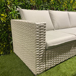 Liberty Luxury Beige Rattan Garden Corner Rising Sofa Set With Fire Pit
