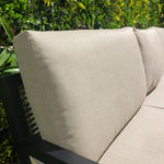 Liberty Luxury Rattan  & Aluminium Outdoor Garden Corner Sofa Fire Pit Dining Set In Beige