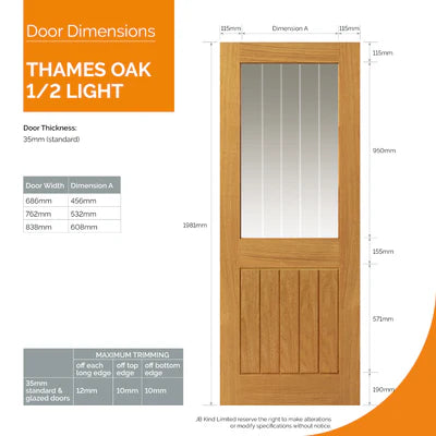 Internal River Prefinished Oak Thames 1-2L Door
