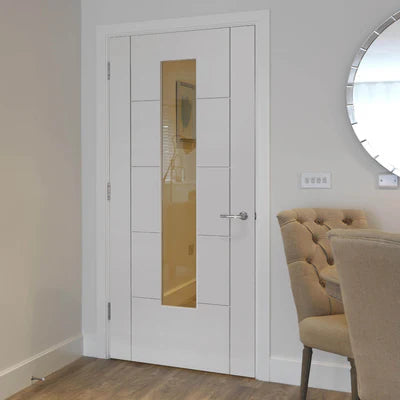 Liberty Internal Tigris White Slim Glazed Primed Door