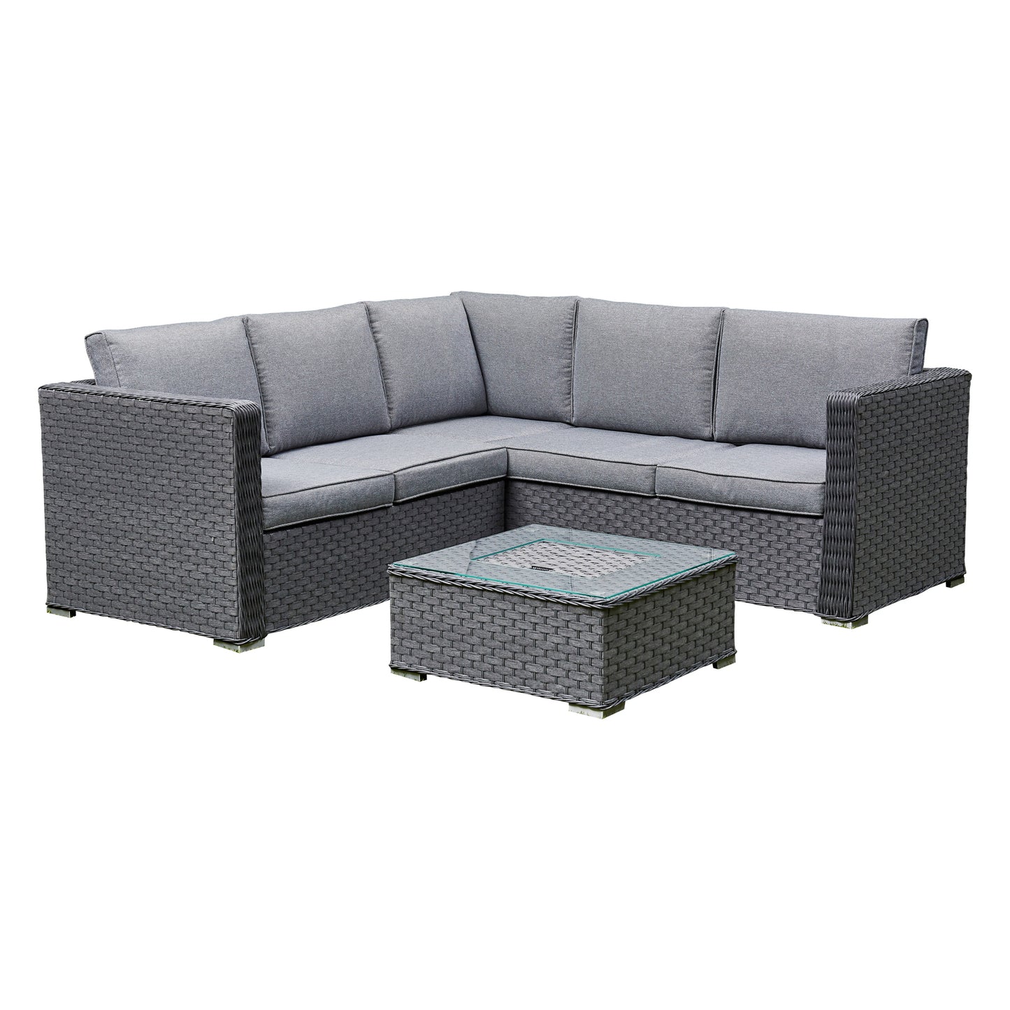 Liberty Nova Rattan Garden Corner Grey Sofa Set With Ice Bucket Coffee Table Feature
