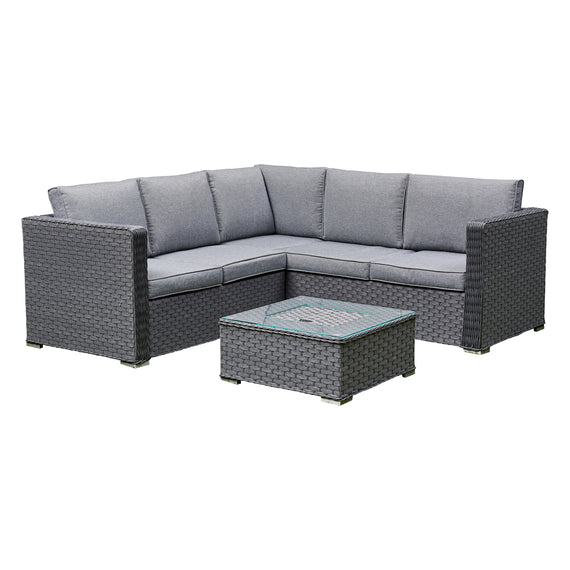 Liberty Rattan Garden Corner Grey Sofa Set With Ice Bucket Coffee Table Feature