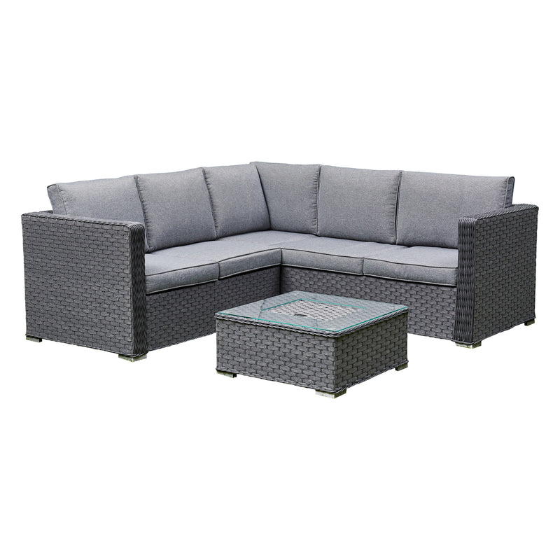 Liberty Rattan Garden Corner Grey Sofa Set With Ice Bucket Coffee Table Feature