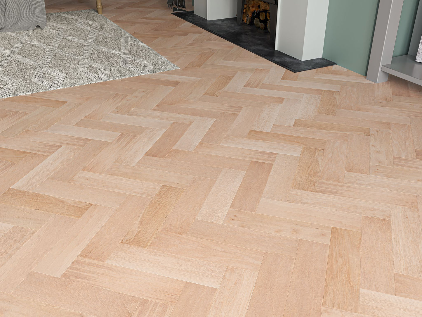 Liberty Wood Herringbone Real Wood 10mm Engineered Flooring Natural Oak Unfinished