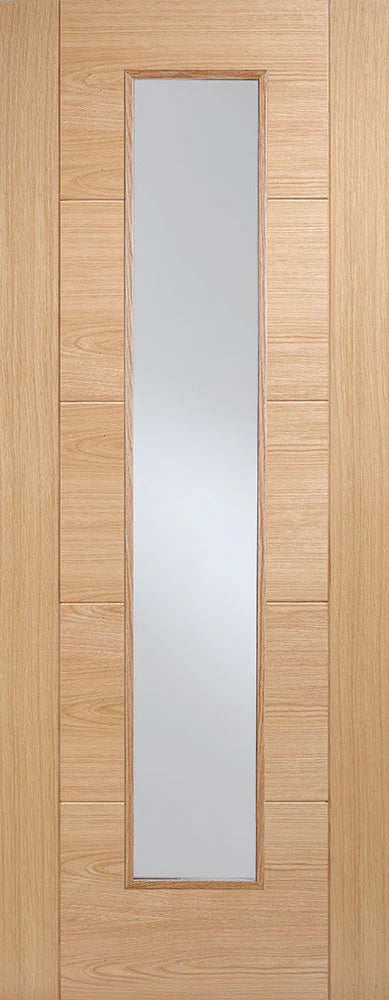 Internal Oak Vancouver Glazed Fire Door FD30 With Long Glass Panel