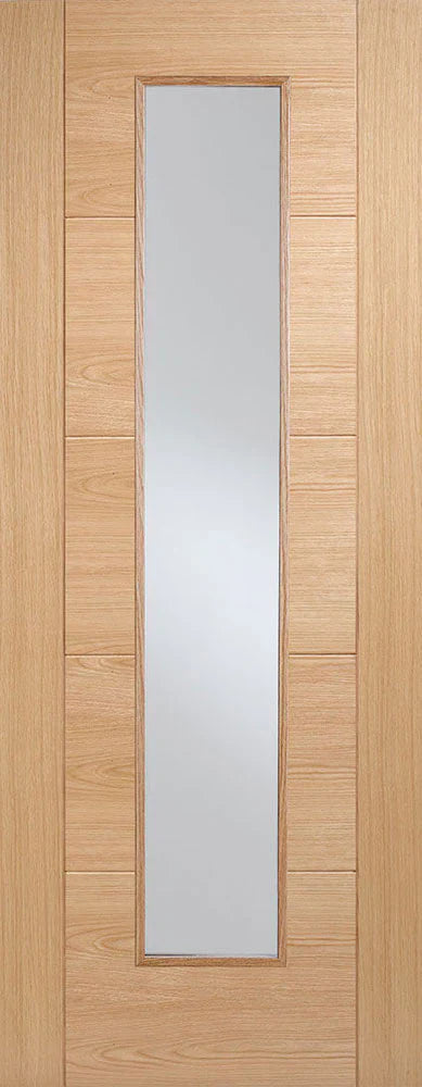Internal Oak Vancouver Glazed Fire Door FD30 With Long Glass Panel