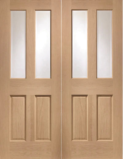 XL Joinery Oak Malton Clear Bevelled Glass Pair