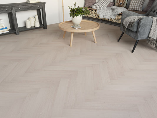Liberty Oakleigh Malham Light Grey Oak 8mm Herringbone Laminate Flooring
