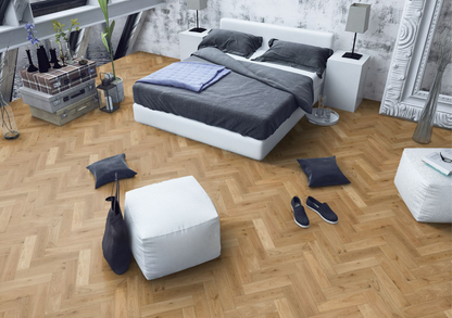 Liberty Natural Oak 15x90mm Matt Lacquered & Brushed Herringbone 15mm Engineered Wood Flooring