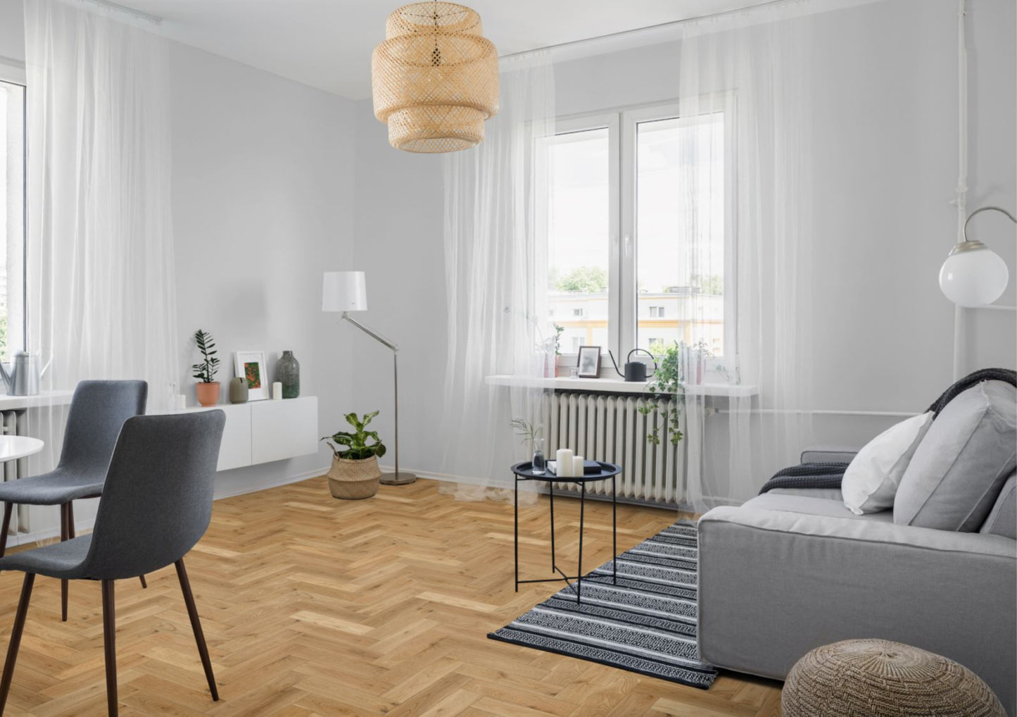Liberty Natural Oak 15x90mm Matt Lacquered & Brushed Herringbone 15mm Engineered Wood Flooring
