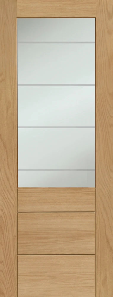 XL Joinery Internal Oak Palermo Original 2XG with Clear Etched Glass Fire Door