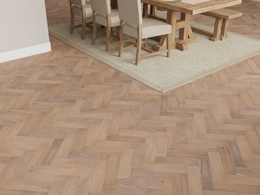 Liberty Wood Herringbone Real Wood 10mm Engineered Flooring Regent Oak Brushed Lacquered Finish
