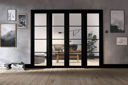 Soho W4 Black  Clear Glass Internal Black Door Room Divider Set