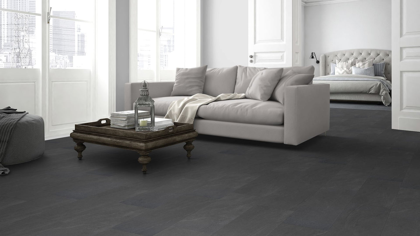 Liberty Lignum Core Tile Charcoal Slatet SPC Rigid Vinyl Flooring