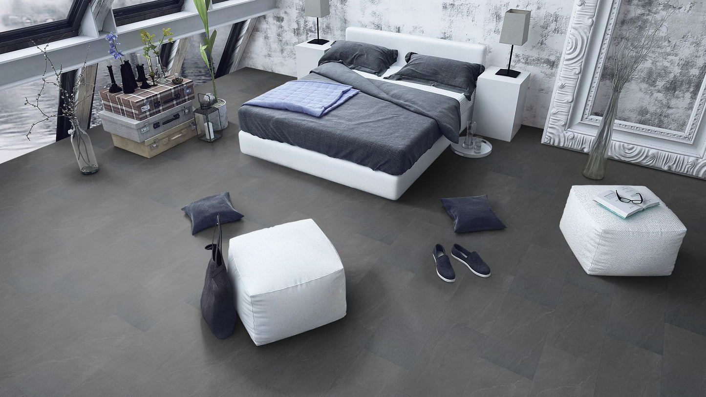 Liberty Lignum Core Tile Charcoal Slatet SPC Rigid Vinyl Flooring