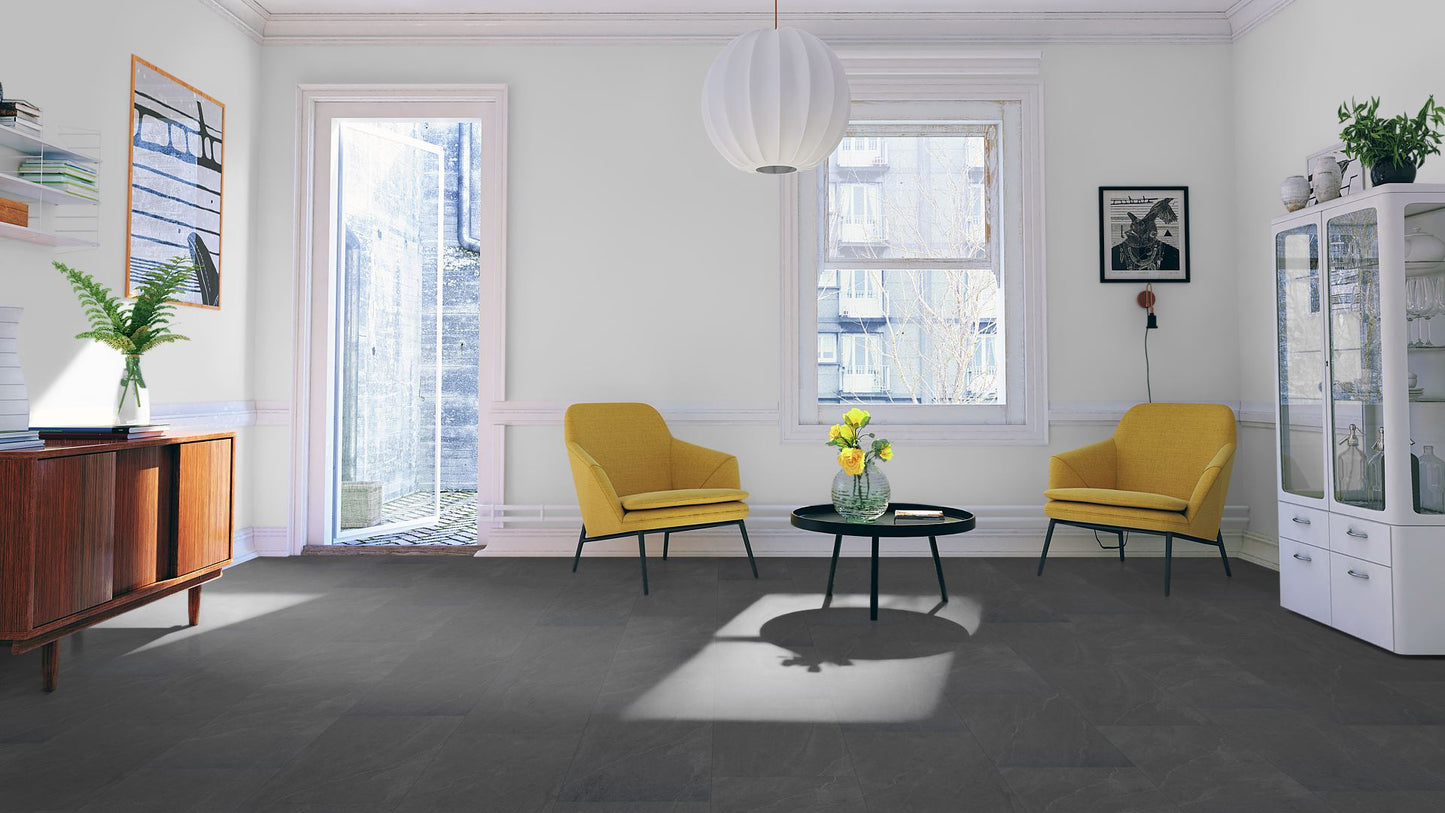 Liberty Lignum Core Tile Charcoal Slatet SPC Rigid Vinyl Flooring