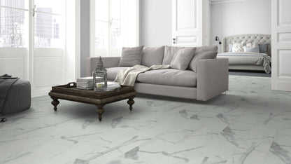 Liberty Lignum Core Tile Carrara White Marble Matt SPC Rigid Vinyl Flooring