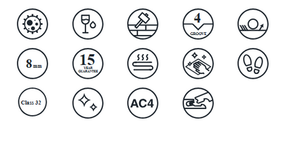 Liberty Falquon Stone Botticino Dark Tile High Gloss 8mm Laminate Flooring