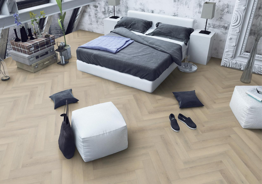 Liberty Lignum Core Seashell Oak Herringbone SPC Rigid Vinyl Flooring