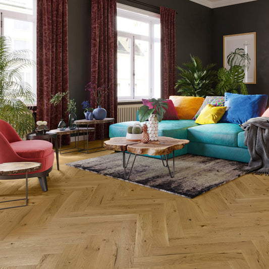 Timba Floor 14x110 Engineered Smoked Oak Herringbone Real Wood Flooring Brushed Matt Lacquered 2066