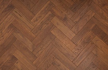 Liberty Wood Herringbone Real Wood 10mm Engineered Flooring Dark Oak Brushed Lacquered Finish