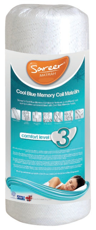 Sareer Matrah 3ft Single Cool Blue Memory Foam Open Coil Mattress