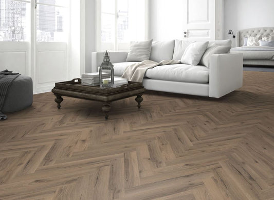 Liberty Lignum Core Mocha Oak Herringbone SPC Rigid Vinyl Flooring