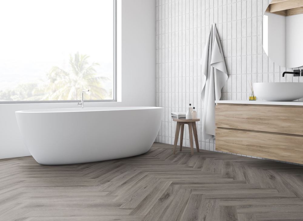 Liberty Lignum Core Rustic Grey Oak Herringbone SPC Rigid Vinyl Flooring