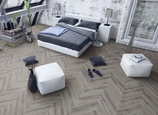 Liberty Lignum Core Rustic Grey Oak Herringbone SPC Rigid Vinyl Flooring