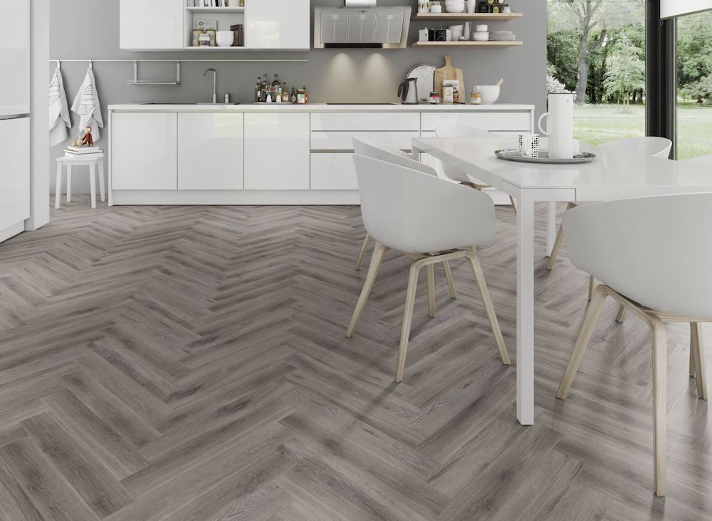 Liberty Lignum Core Rustic Grey Oak Herringbone SPC Rigid Vinyl Flooring