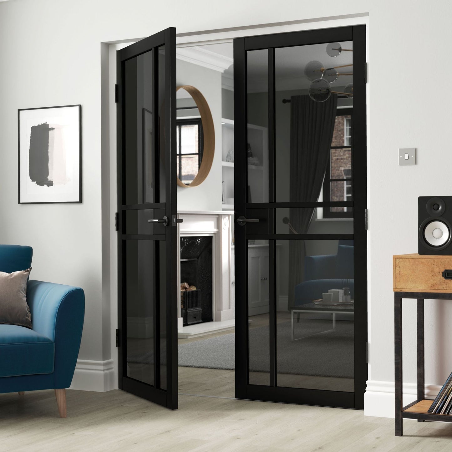 Liberty Internal Black City Glazed Door With Tinted Glass 78x30 1981x762x35mm