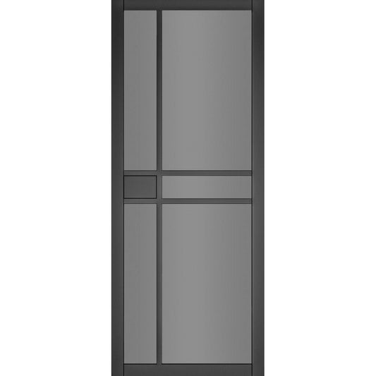 Deanta Internal Black Dalston Tinted Glazed Door Fully Finished Industrial Style