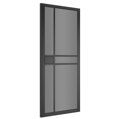 Deanta Internal Black Dalston Tinted Glazed Door Fully Finished Industrial Style
