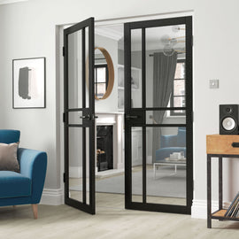 Liberty Internal Black Industrial City Clear Glazed Door