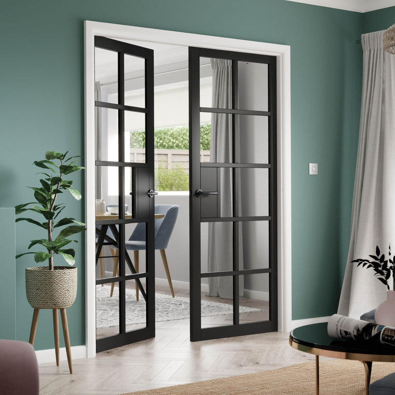 Liberty Internal Black Industrial Plaza Glazed Door Prefinished