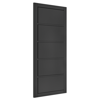 Deanta Internal Black Shoreditch Door 5 Panel Fully Finished Industrial Style