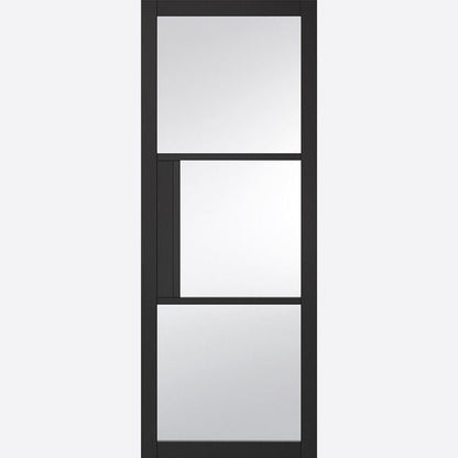 Internal Black Tribeca 3 Light Glazed Door With Clear Glass