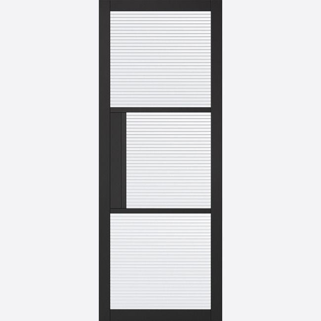LPD Internal Black Tribeca Glazed Door With Reeded Glass