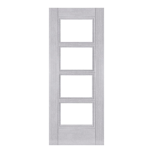 Deanta Internal Light Grey Ash Montreal Fire Door FD30 With Clear Glass