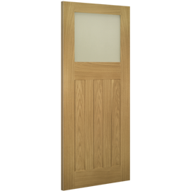 Deanta Internal Oak Cambridge Glazed Door With Frosted Glass