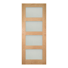 Deanta Internal Oak Coventry Shaker 4L Frosted Glazed Door Fully Finished