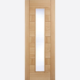 Internal Oak Edmonton Glazed Door Clear Glass With Frosted Lines