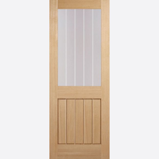 Internal Oak Mexicano Glazed Fire Door Clear Glass With Frosted Lines