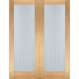 Internal Oak Mexicano Pattern 10 Glazed Pair Of Doors
