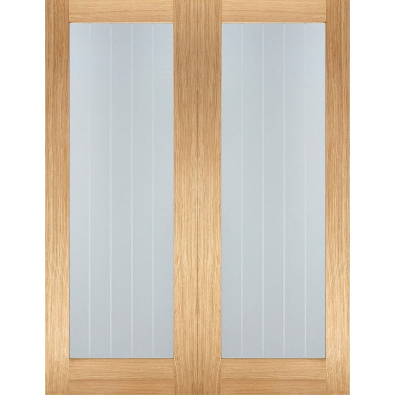 Internal Oak Mexicano Pattern 10 Glazed Pair Of Doors