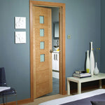 Internal Oak Palermo Door With Obscure Glass Unfinished