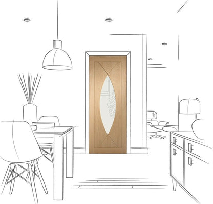 Clearance Internal Oak Pesaro Glazed Door With Clear Glass