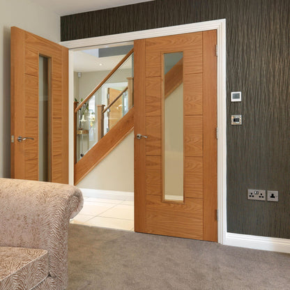 Liberty Internal Oak Emral Clear Glazed Door Prefinished